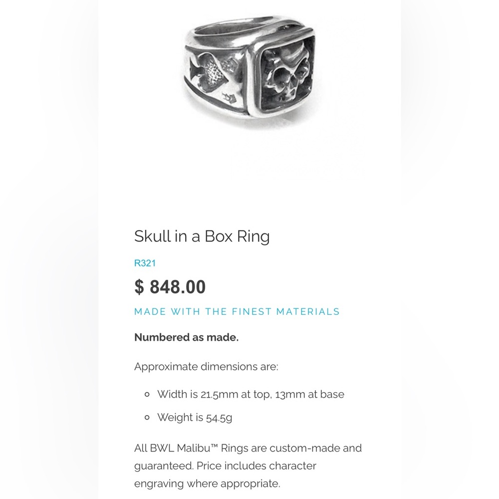 Bill Wall Skull in a Box Ring